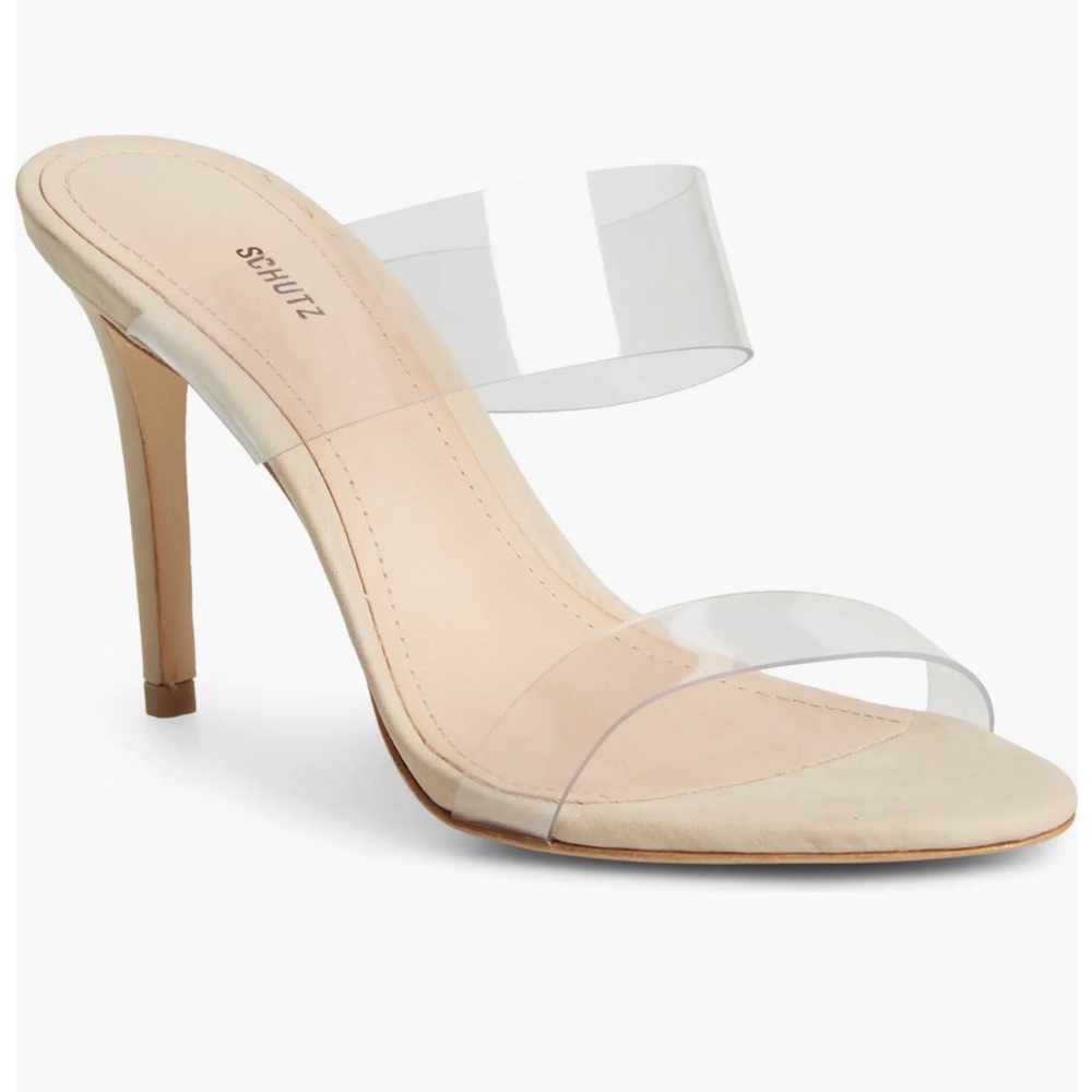 SCHUTZ Transparent Strap Beige Heels